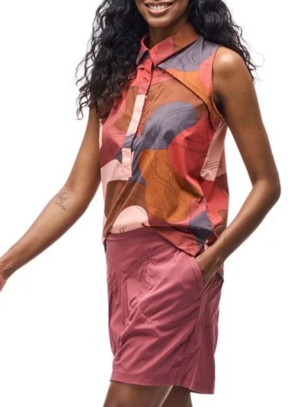 Indyeva sleeveless blouse size M chest hidden zipper pocket